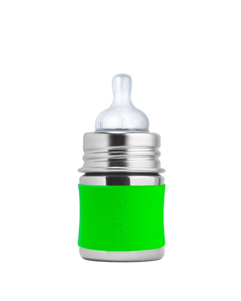 Biberon in Acciaio con Tettarella a Flusso Lento in silicone - Pura