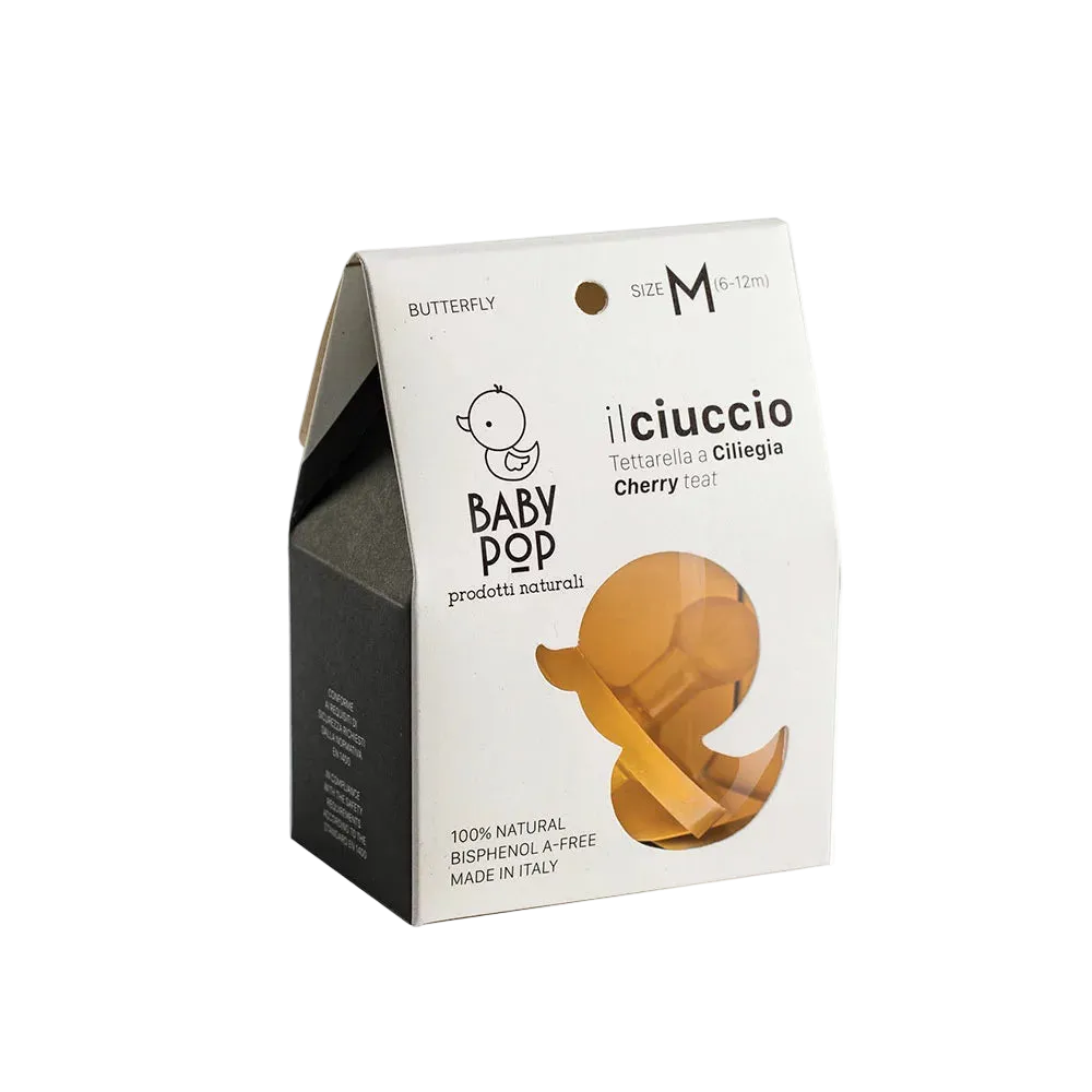 Ciuccio a Farfalla in Gomma Naturale Ciliegia - Baby Pop