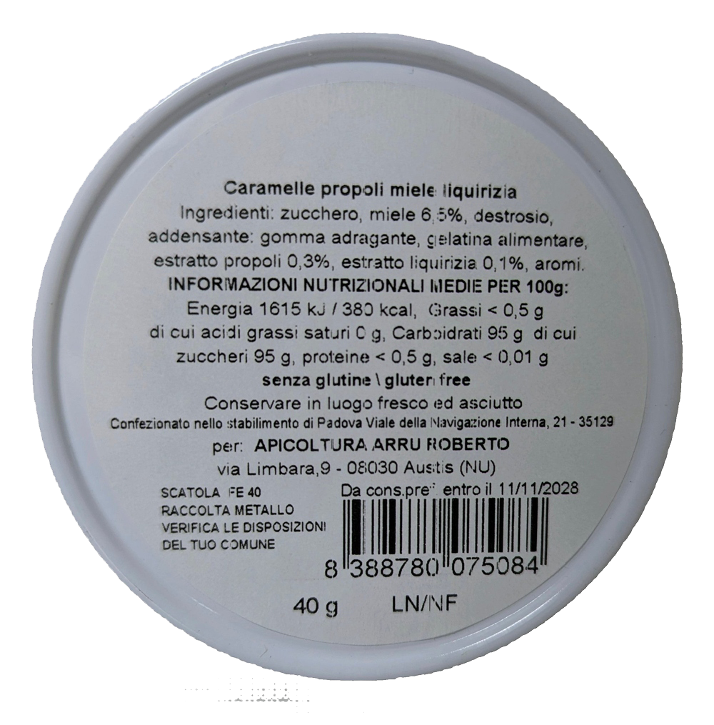 Balsamiska godisar med propolis, honung och lakrits - Apicoltura Roberto Arru