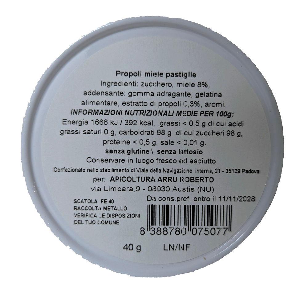 Halskarameller med propolis och honung – Apicoltura Roberto Arru