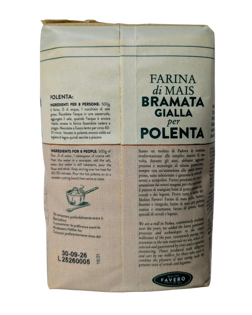 Mais farina bramata gialla Extra - Molino Favero